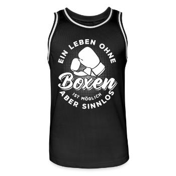 Ein Leben ohne Boxen ist möglich aber sinnlos - Männer Basketball-Trikot - Schwarz/Weiß - Vorne - AI Model Male 185 dark (185cm)