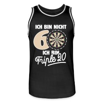 Ich bin nicht 60 ich bin Triple 20 Geburtstag Dart - Männer Basketball-Trikot - Schwarz/Weiß - Vorne - AI Model Male 185 dark (185cm)