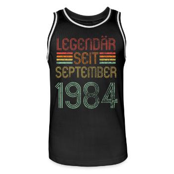 Legendär seit September 1984, Retro, Geburtstag - Männer Basketball-Trikot - Schwarz/Weiß - Vorne - AI Model Male 185 dark (185cm)