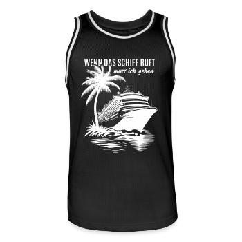 Wenn das Schiff ruft muss ich gehen - Kreuzfahrt - Männer Basketball-Trikot - Schwarz/Weiß - Vorne - AI Model Male 185 dark (185cm)