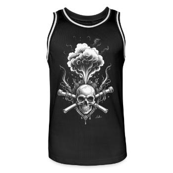Steam Halloween Pirat Totenschädel - Männer Basketball-Trikot - Schwarz/Weiß - Vorne - AI Model Male 185 dark (185cm)