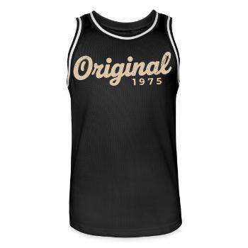 Cadeau d’anniversaire 1975 | Nées en 1975 - Maillot de basket Homme - noir/blanc - Devant - AI Model Male 185 dark (185cm)