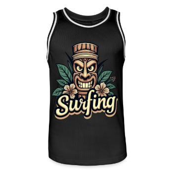 Tiki Surfing Vibes – Pure Hawaiian Feeling - Men's Basketball Jersey - black/white - Front - AI Model Male 185 dark (185cm)