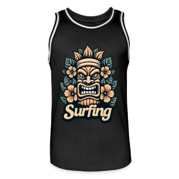Tiki Surfing Vibes – Pure Hawaiian Feeling - Men's Basketball Jersey - black/white - Front - AI Model Male 185 dark (185cm)