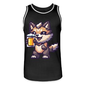 Wolf Pixel Beer - Men's Basketball Jersey - black/white - Front - AI Model Male 185 dark (185cm)
