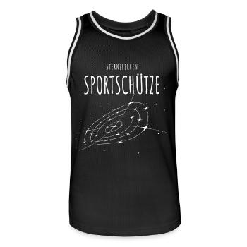 Sternzeichen Sportschütze - Sport - Wettkampf - Männer Basketball-Trikot - Schwarz/Weiß - Vorne - AI Model Male 185 dark (185cm)