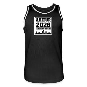 Abitur-2026-NRW - Männer Basketball-Trikot - Schwarz/Weiß - Vorne - AI Model Male 185 dark (185cm)