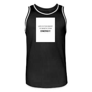 Life too short – using energy sensibly - Men's Basketball Jersey - black/white - Front - AI Model Male 185 dark (185cm)