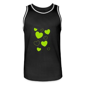 Heart Green Heart Pattern Green Heart Pattern Green Heart Pattern - Men's Basketball Jersey - black/white - Front - AI Model Male 185 dark (185cm)