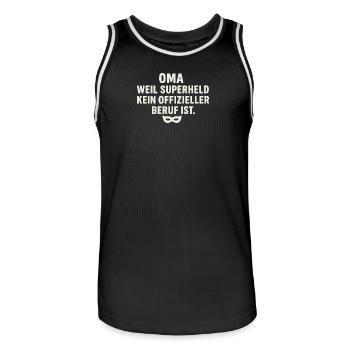 Oma: Weil Superheld kein offizieller Beruf ist - Männer Basketball-Trikot - Schwarz/Weiß - Vorne - AI Model Male 185 dark (185cm)