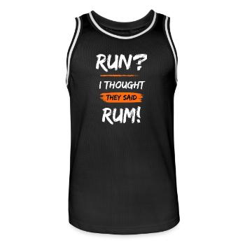 Run?I thought they said Rum! - Männer Basketball-Trikot - Schwarz/Weiß - Vorne - AI Model Male 185 dark (185cm)