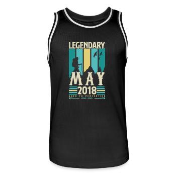 May 2018 Birthday Gift, Vintage May 2018. - Men's Basketball Jersey - black/white - Front - AI Model Male 185 dark (185cm)