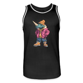 Dinosaurier triceratops Lustig Winter - Männer Basketball-Trikot - Schwarz/Weiß - Vorne - AI Model Male 185 dark (185cm)