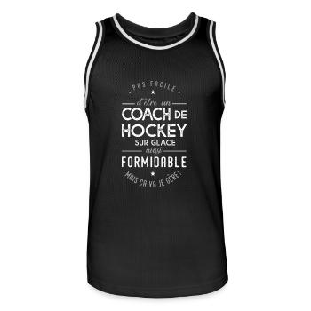 coach Hockey sur glace formidable cadeau sport - Maillot de basket Homme - noir/blanc - Devant - AI Model Male 185 dark (185cm)