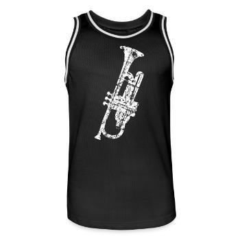 Trumpet (Vintage White) - Men's Basketball Jersey - black/white - Front - AI Model Male 185 dark (185cm)