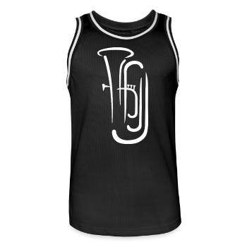 Art de ligne au saxophone halogène - Maillot de basket Homme - noir/blanc - Devant - AI Model Male 185 dark (185cm)