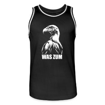Was zum Geier? Spruch - Geschenk - Männer Basketball-Trikot - Schwarz/Weiß - Vorne - AI Model Male 185 dark (185cm)
