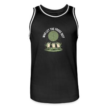 Wer hat die Frösche rausgelassen? - Niedlicher Frosch Aufkleber - Männer Basketball-Trikot - Schwarz/Weiß - Vorne - AI Model Male 185 dark (185cm)