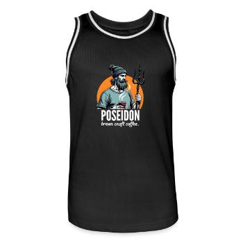 Poséidon prépare également du café artisanal ! - Maillot de basket Homme - noir/blanc - Devant - AI Model Male 185 dark (185cm)