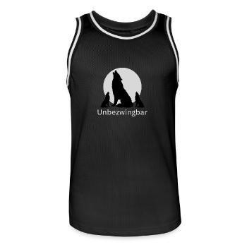 Indomitable Wolves - Spell - ApriNoeScor - Men's Basketball Jersey - black/white - Front - AI Model Male 185 dark (185cm)