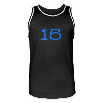 15. 15 ANS. 15e ANNIVERSAIRE. ANNIVERSAIRE 15 ANS. - Maillot de basket Homme - noir/blanc - Devant - AI Model Male 185 dark (185cm)