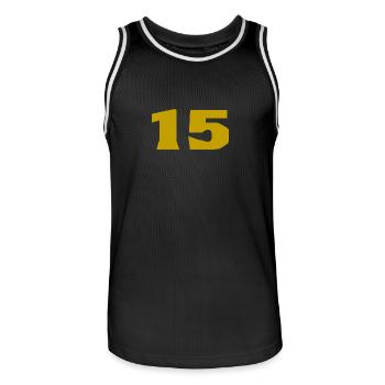 15. 15 ANS. 15e ANNIVERSAIRE. ANNIVERSAIRE 15 ANS. - Maillot de basket Homme - noir/blanc - Devant - AI Model Male 185 dark (185cm)