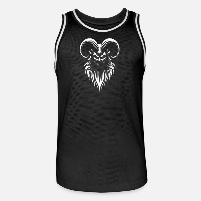 Dämonen Widderkopf - Gothic Ziegenbock Okkult - Männer Basketball-Trikot - Schwarz/Weiß
