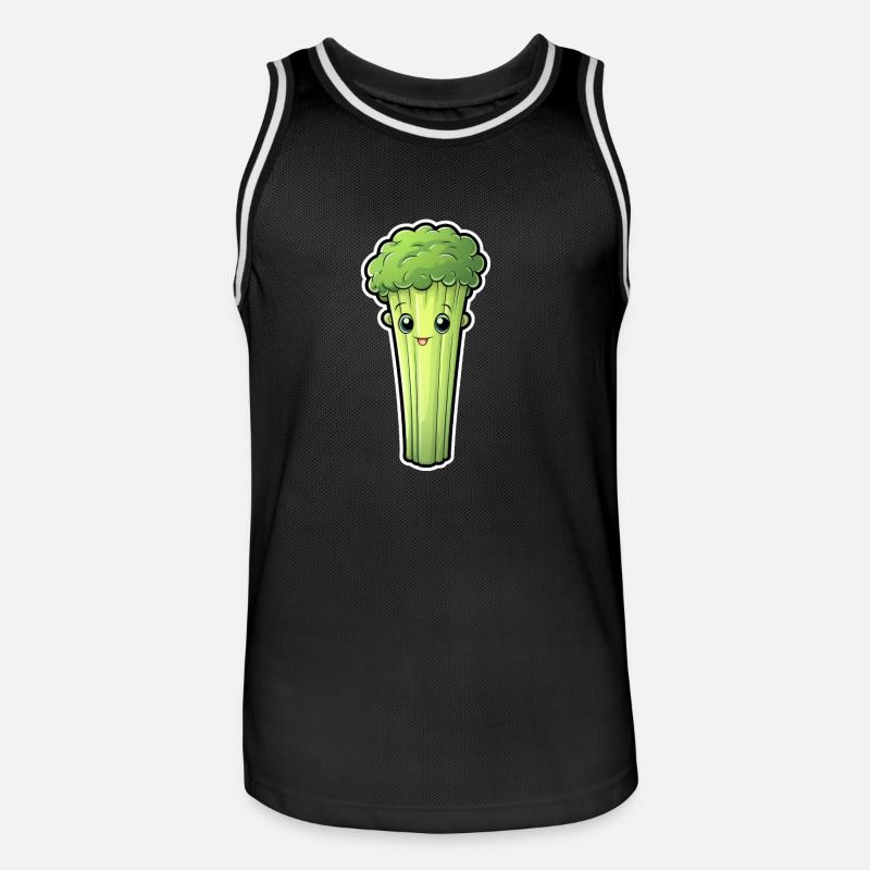 Staudensellerie oder Stangensellerie Kawaii - Männer Basketball-Trikot - Schwarz/Weiß