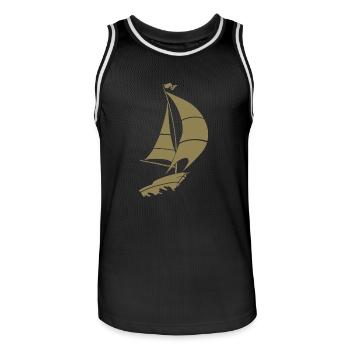 Sailboat Sailing Yacht Sea Silhouette - Men's Basketball Jersey - black/white - Front - AI Model Male 185 dark (185cm)