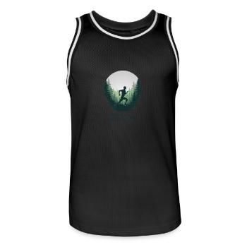 Running is My Therapy – Laufen in der Natur - Männer Basketball-Trikot - Schwarz/Weiß - Vorne - AI Model Male 185 dark (185cm)