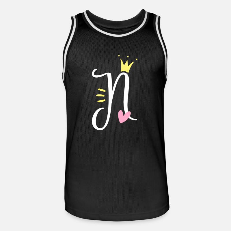 Buchstabe N Anfangsbuchstabe Krone - Männer Basketball-Trikot - Schwarz/Weiß