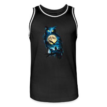 Niedliche Eule als Zauberer für einen Eulen Fans - Männer Basketball-Trikot - Schwarz/Weiß - Vorne - AI Model Male 185 dark (185cm)