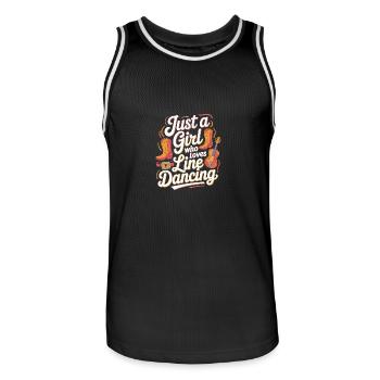 Just a girl who loves Line Dancing - Men's Basketball Jersey - black/white - Front - AI Model Male 185 dark (185cm)
