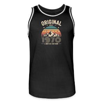 juillet 1970 – Légende des sommets et montagnes - Maillot de basket Homme - noir/blanc - Devant - AI Model Male 185 dark (185cm)