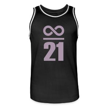 Unendlich durch 21 Millionen Bitcoin - Männer Basketball-Trikot - Schwarz/Weiß - Vorne - AI Model Male 185 dark (185cm)