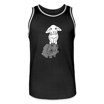 2 lapins amis équipe équipage couple deux assis sur la tête - Maillot de basket Homme - noir/blanc - Devant - AI Model Male 185 dark (185cm)