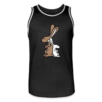 2 Hasen Kind Papa Mama Süß Zwei Schulter Anlehnen - Männer Basketball-Trikot - Schwarz/Weiß - Vorne - AI Model Male 185 dark (185cm)