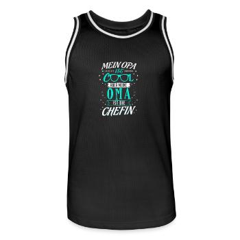 Mein Opa ist cool meine Oma ist Chefin - Männer Basketball-Trikot - Schwarz/Weiß - Vorne - AI Model Male 185 dark (185cm)