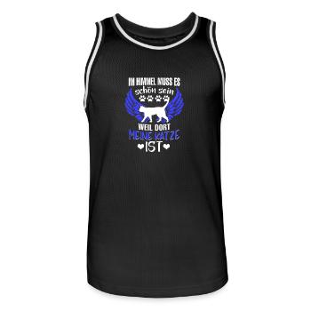 Katze - Meine Katze wartet im Himmel auf mich - Männer Basketball-Trikot - Schwarz/Weiß - Vorne - AI Model Male 185 dark (185cm)