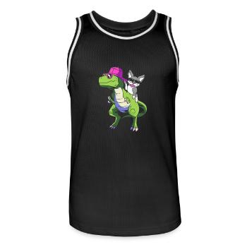 Boston Terrier - Männer Basketball-Trikot - Schwarz/Weiß - Vorne - AI Model Male 185 dark (185cm)