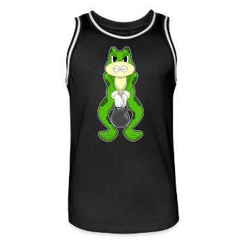 Frosch Bodybuilder Hantel Bodybuilding - Männer Basketball-Trikot - Schwarz/Weiß - Vorne - AI Model Male 185 dark (185cm)