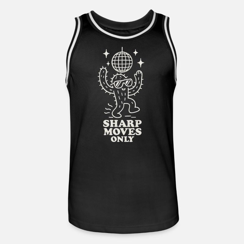 Disco Cactus: Only Sharp Movements - Men's Basketball Jersey - black/white