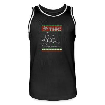 Christmas grass WEED CHRISTMAS SWEATER - Men's Basketball Jersey - black/white - Front - AI Model Male 185 dark (185cm)