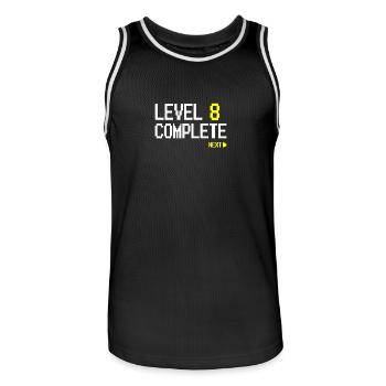 Level 8 Complete Next - Men's Basketball Jersey - black/white - Front - AI Model Male 185 dark (185cm)