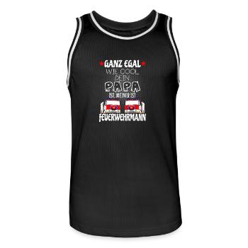 Kinder T-Shirt - Mein Papa ist Feuerwehrmann - Männer Basketball-Trikot - Schwarz/Weiß - Vorne - AI Model Male 185 dark (185cm)