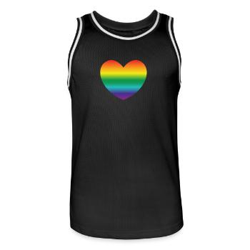 Coeur aux couleurs de l'arc-en-ciel - Maillot de basket Homme - noir/blanc - Devant - AI Model Male 185 dark (185cm)