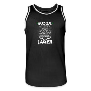 Kinder T-Shirt - Mein cooler Opa ist Jäger - Männer Basketball-Trikot - Schwarz/Weiß - Vorne - AI Model Male 185 dark (185cm)
