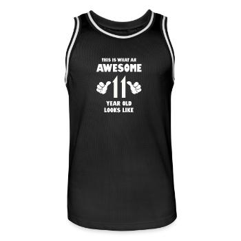 This is what an awesome 11 year old looks like - Men's Basketball Jersey - black/white - Front - AI Model Male 185 dark (185cm)