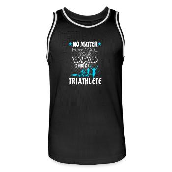 Triathlon - Mon père est triathlète - Maillot de basket Homme - noir/blanc - Devant - AI Model Male 185 dark (185cm)