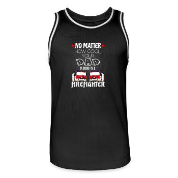 firefighter - my dad is a cool firefighter - Men's Basketball Jersey - black/white - Front - AI Model Male 185 dark (185cm)
